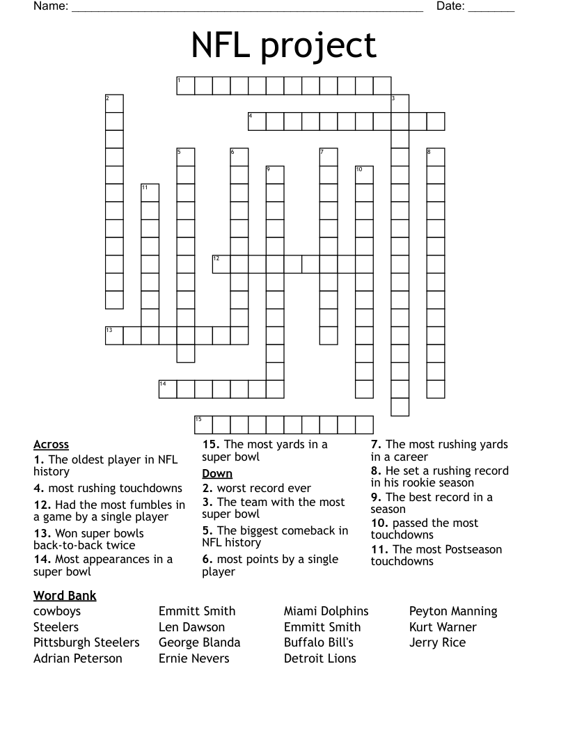 Football Crossword Printable Football Crossword Printable