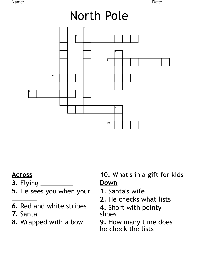 North Pole Crossword WordMint North Pole Crossword WordMint