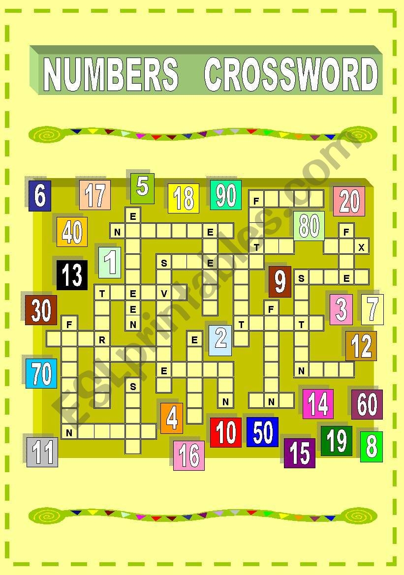 Numbers Crossword ESL Worksheet By Esti1975 Numbers Crossword ESL Worksheet By Esti1975