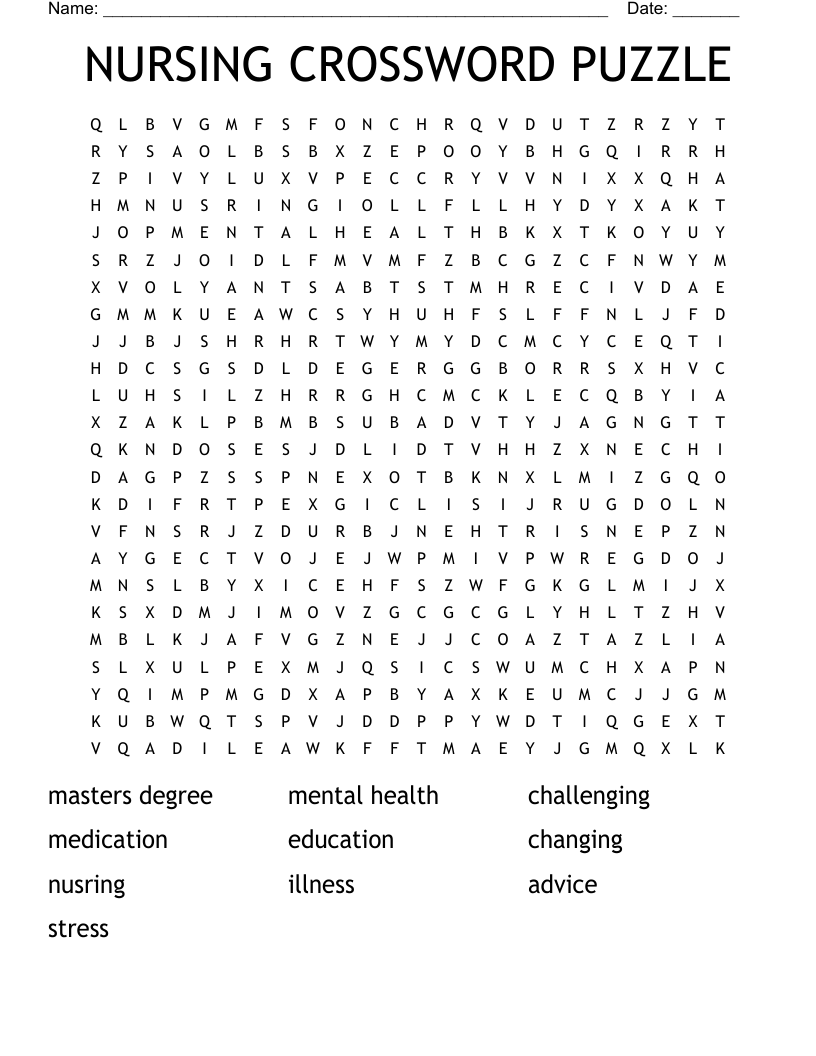 Free Printable Nursing Crossword Puzzles Free Printable Nursing Crossword Puzzles