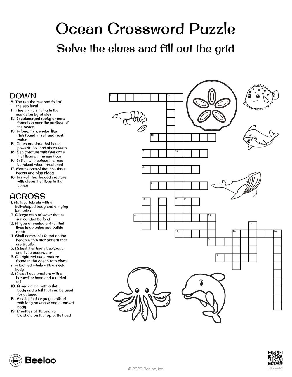 Ocean Crossword Puzzle Beeloo Printable Crafts And Activities Ocean Crossword Puzzle Beeloo Printable Crafts And Activities