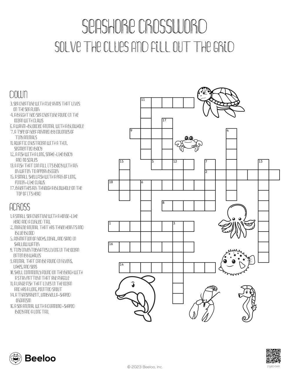 Ocean themed Crossword Puzzles Beeloo Printable Crafts And Activities For Kids