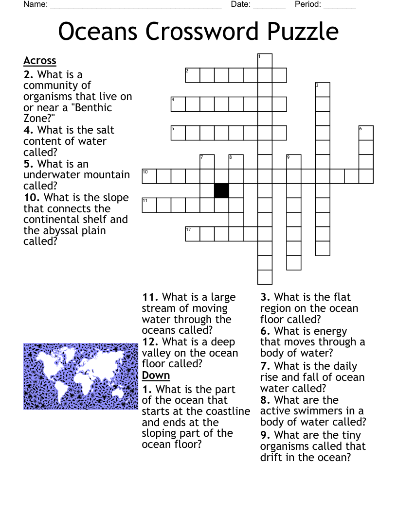 Oceans Crossword Puzzle WordMint Oceans Crossword Puzzle WordMint
