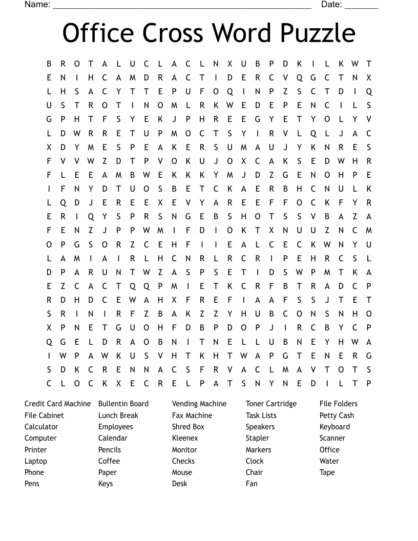 Office Cross Word Puzzle Word Search WordMint Office Cross Word Puzzle Word Search WordMint