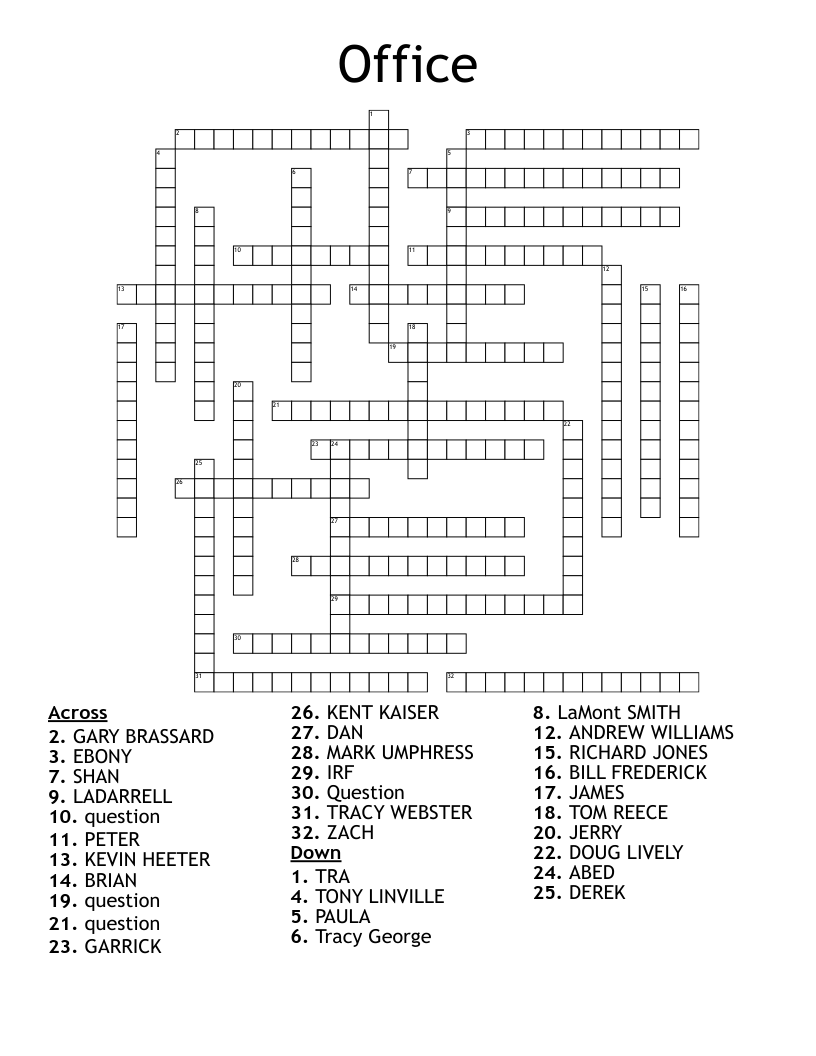 Office Crossword WordMint Office Crossword WordMint