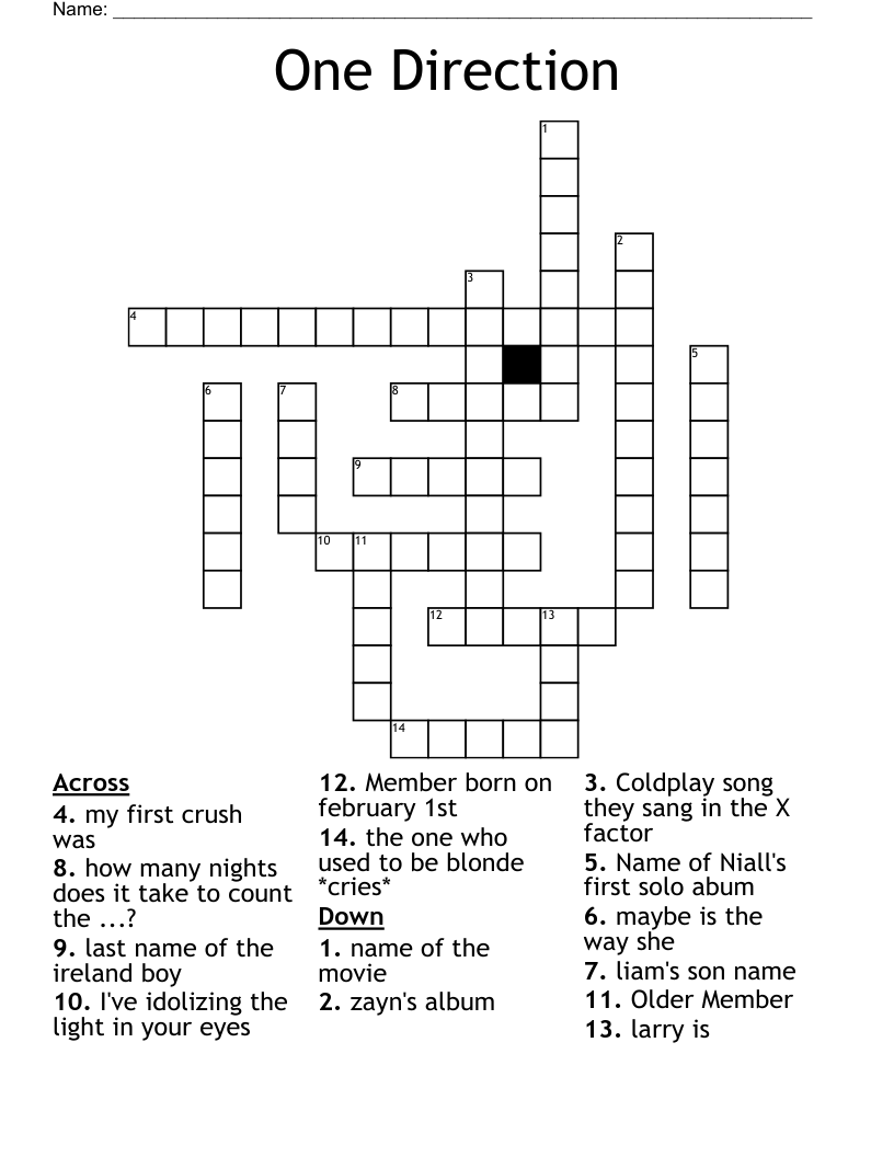 One Direction Crossword WordMint One Direction Crossword WordMint