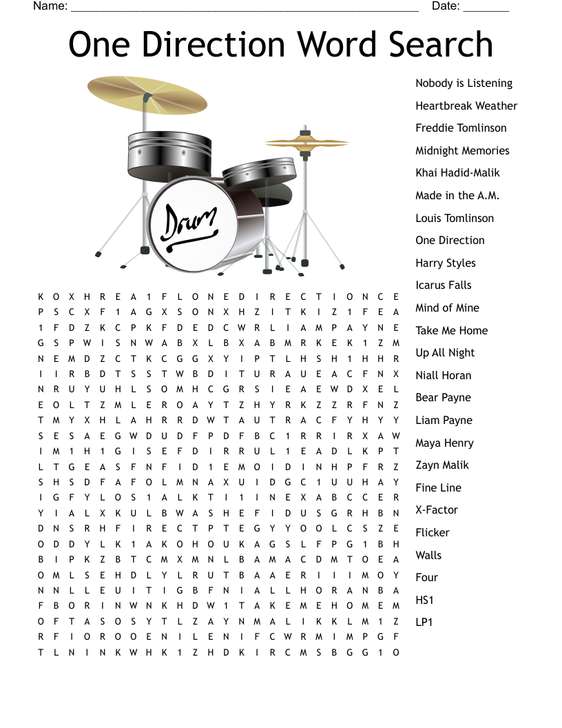 One Direction Word Search WordMint One Direction Word Search WordMint