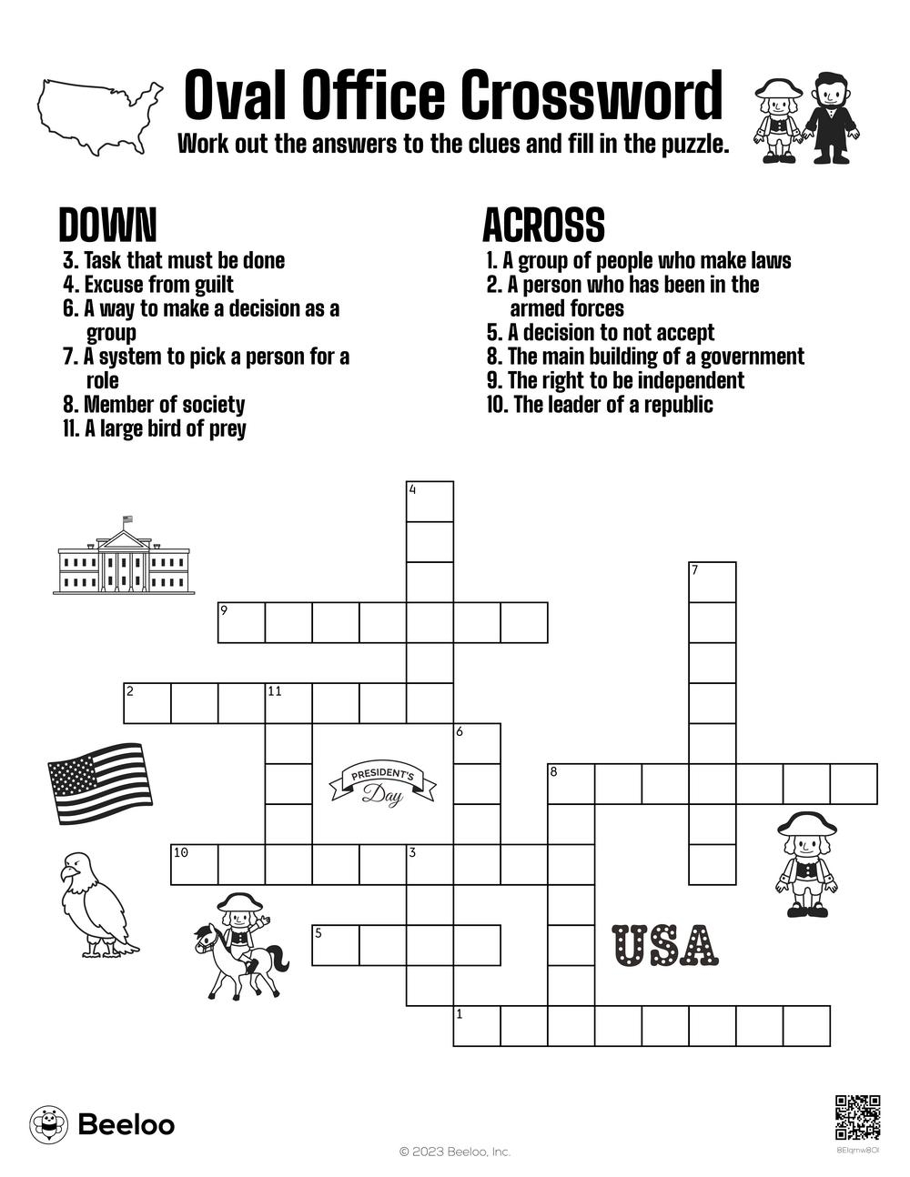 Oval Office Crossword Beeloo Printable Crafts And Activities For Kids Oval Office Crossword Beeloo Printable Crafts And Activities For Kids