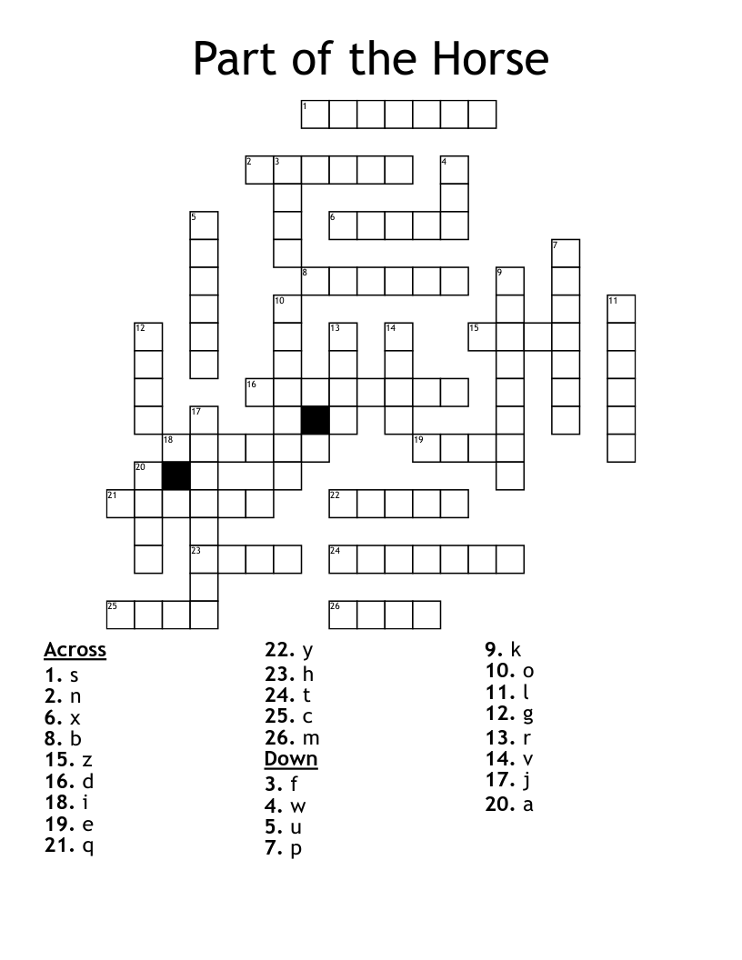 Horse Crossword Puzzles Printable Horse Crossword Puzzles Printable