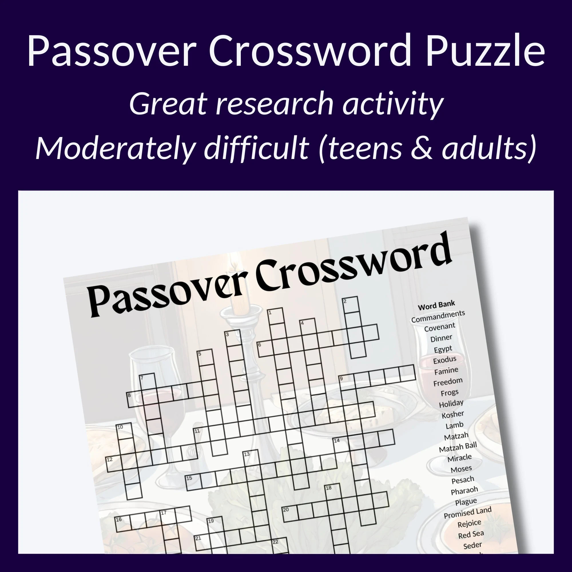 Passover Crossword Puzzle For Parties Or To Learn About Passover Great Cross Word Puzzle For Adults Or Students 10 Or Grade 4 Etsy Passover Crossword Puzzle For Parties Or To Learn About Passover Great Cross Word Puzzle For Adults Or Students 10 Or Grade 4 Etsy