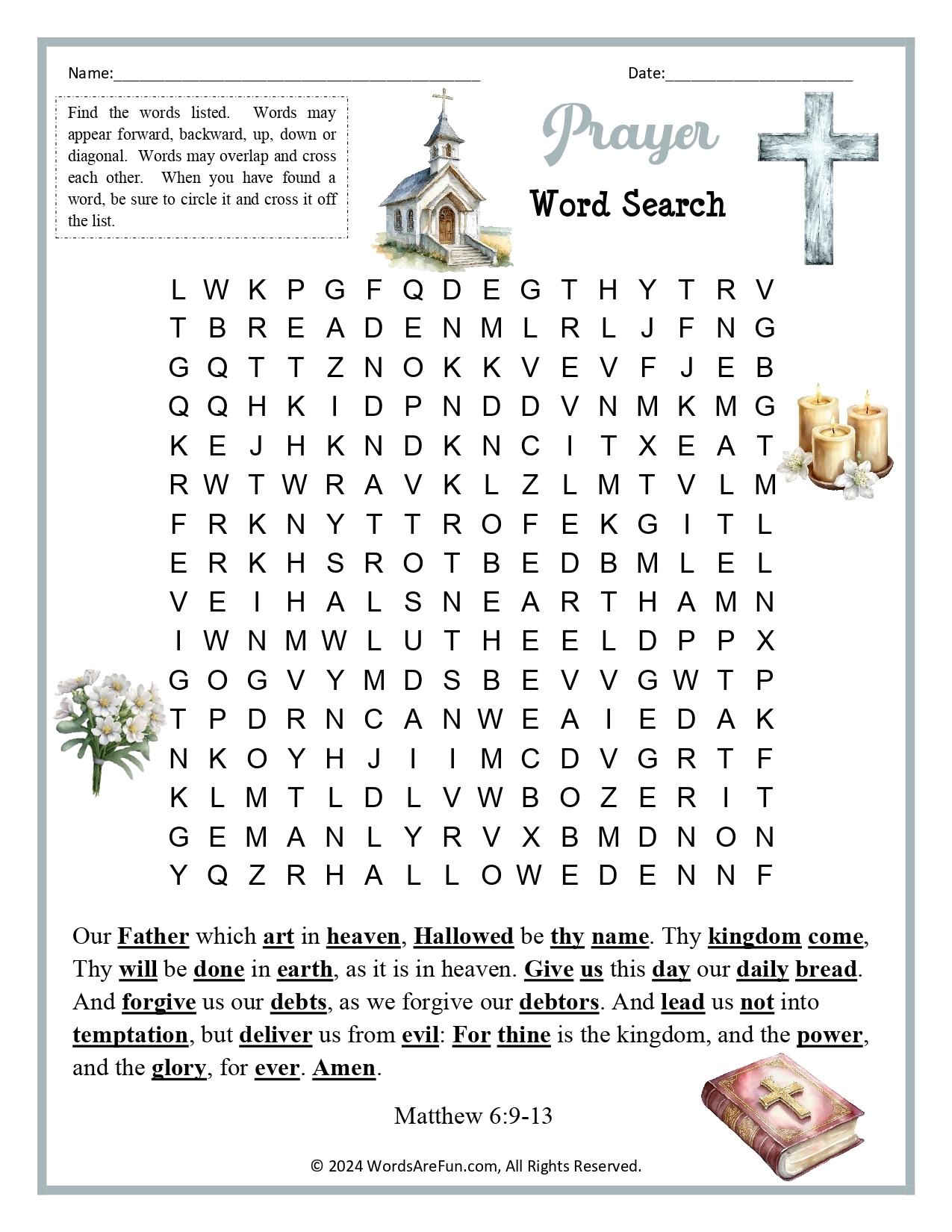 Prayer Word Search For Kids Prayer Word Search For Kids