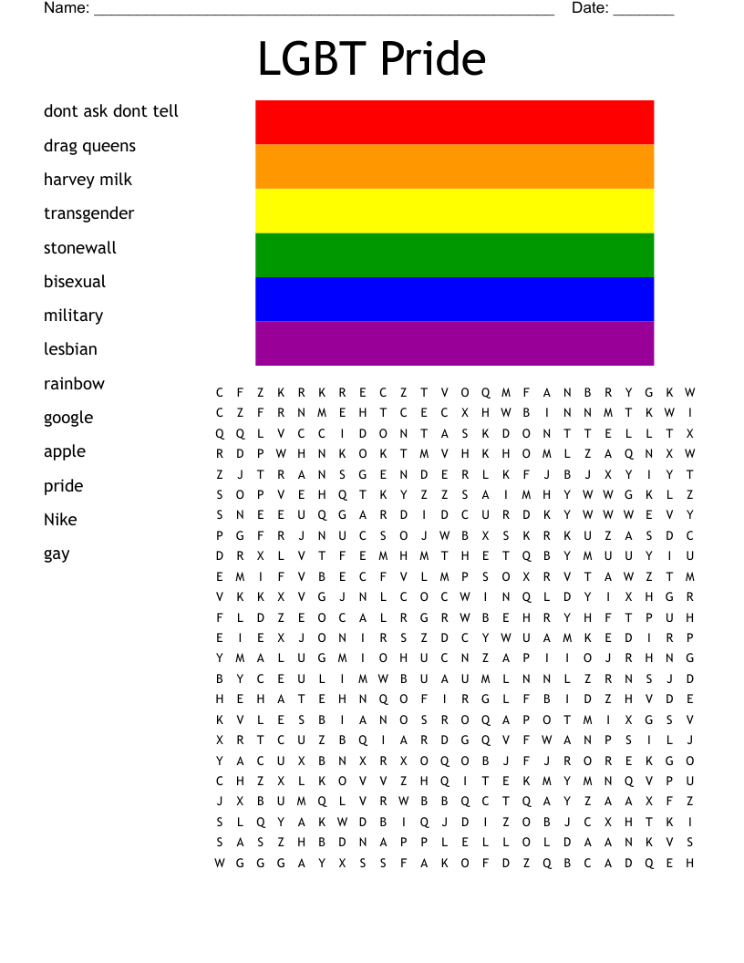 Crossword Puzzle Printable LBGT