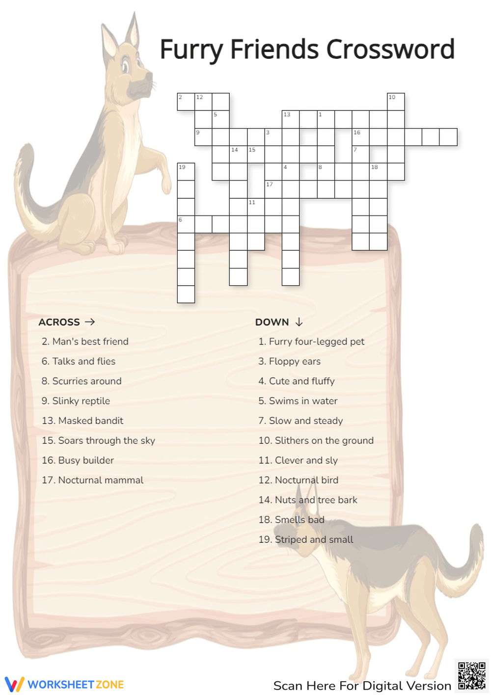 Printable Animal Crossword Puzzle Worksheets Printable Animal Crossword Puzzle Worksheets