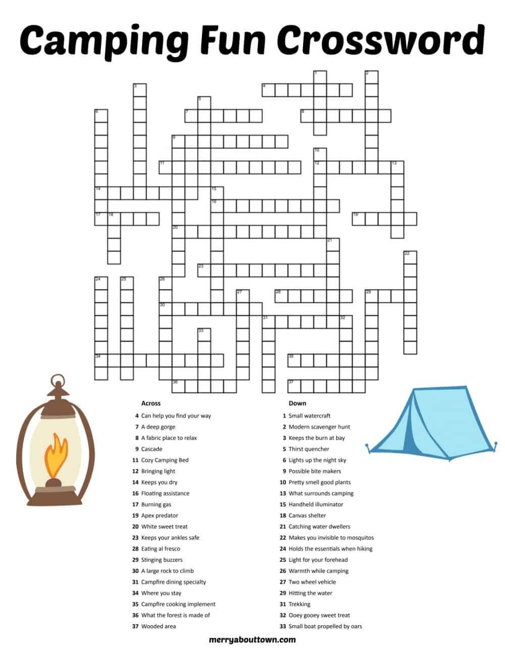 Free Printable Camping Crossword Puzzles