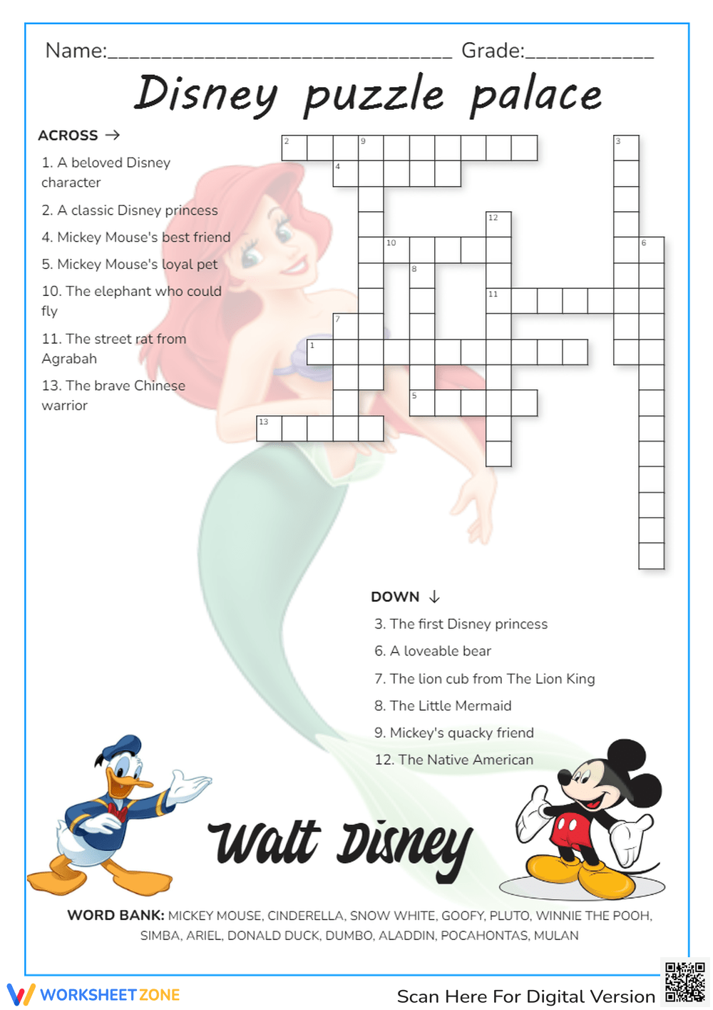 Printable Disney Crossword Puzzles Worksheets Download Printable Disney Crossword Puzzles Worksheets Download