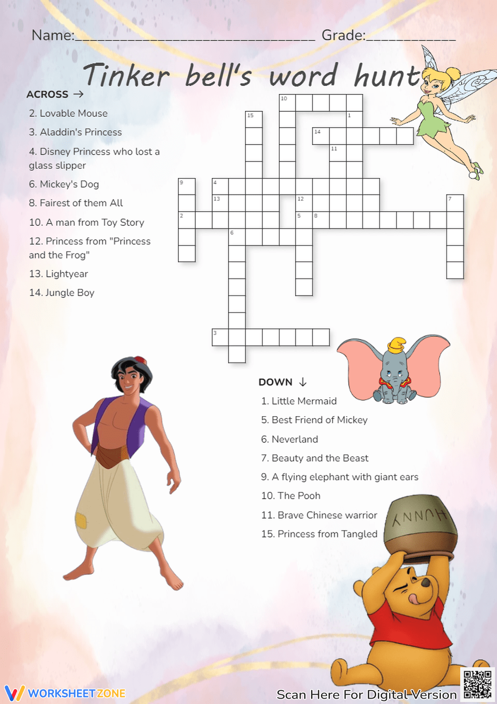 Disney Crossword Printable Free Word Bank Disney Crossword Printable Free Word Bank