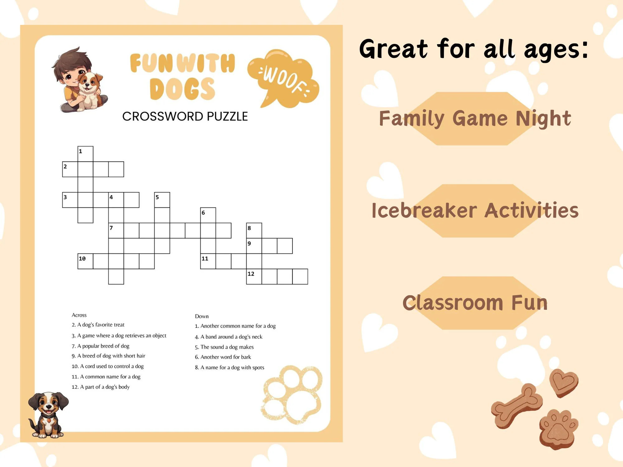 Printable Dog themed Crossword Puzzle Canine Brain Teaser W answers Family Friendly Game Kids And Adult Wordplay Fun PDF File Digital Etsy Printable Dog themed Crossword Puzzle Canine Brain Teaser W answers Family Friendly Game Kids And Adult Wordplay Fun PDF File Digital Etsy