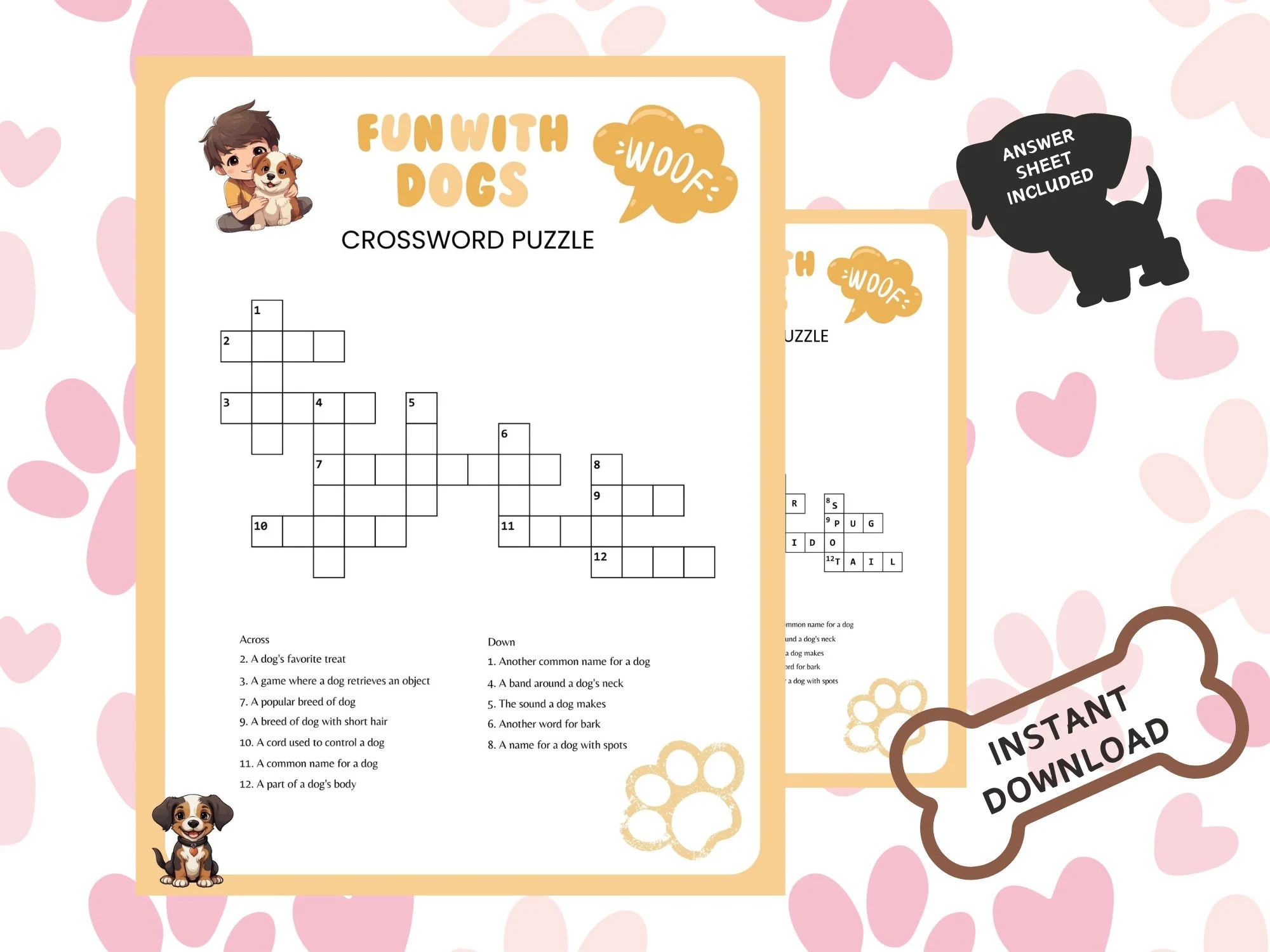 Printable Dog themed Crossword Puzzle Canine Brain Teaser W answers Family Friendly Game Kids And Adult Wordplay Fun PDF File Digital Etsy Printable Dog themed Crossword Puzzle Canine Brain Teaser W answers Family Friendly Game Kids And Adult Wordplay Fun PDF File Digital Etsy