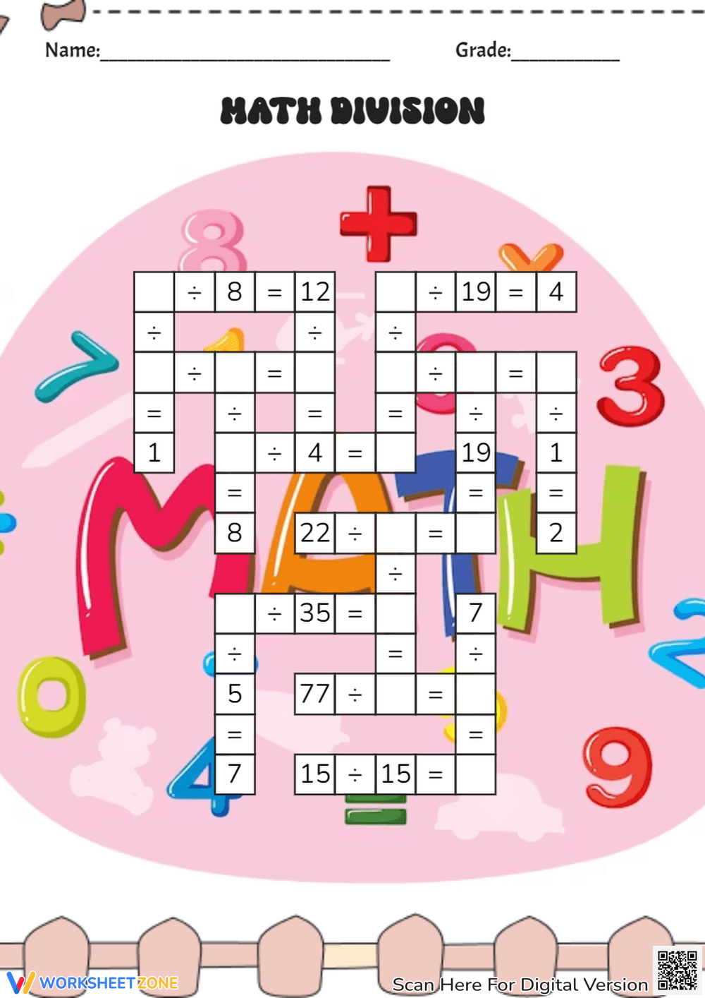 Division Crossword Printable Division Crossword Printable
