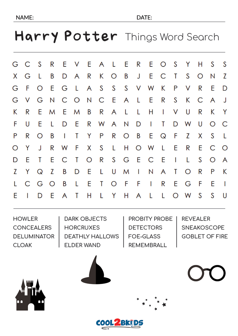 Free Printable Harry Potter Crossword Puzzles