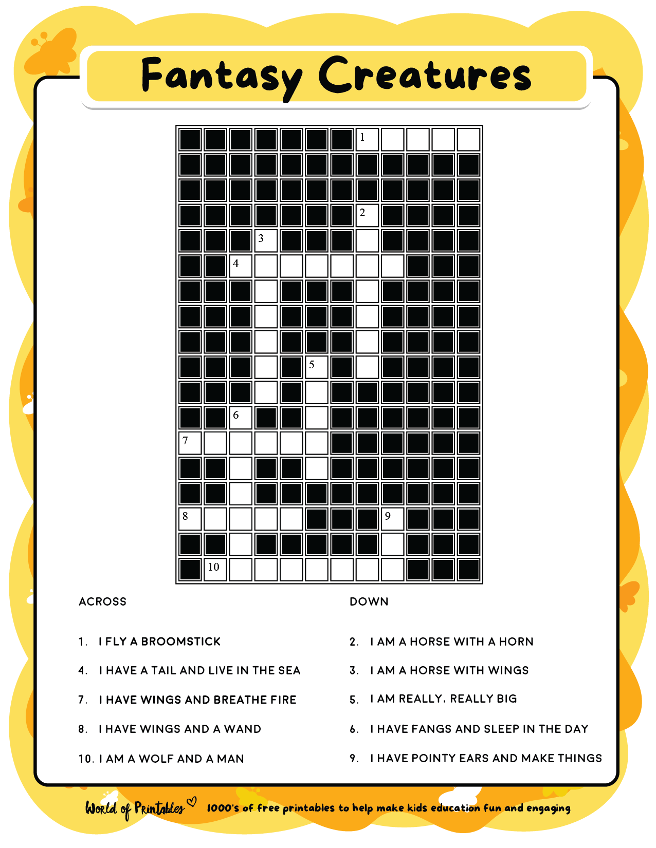 Printable Kids Crossword Puzzles World Of Printables Printable Kids Crossword Puzzles World Of Printables