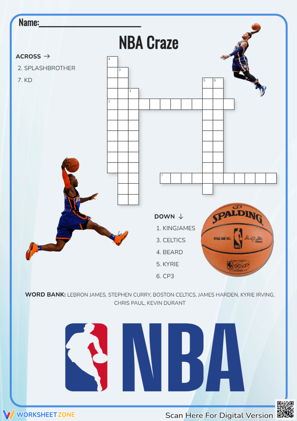 Printable NBA Crossword Puzzles Worksheets Printable NBA Crossword Puzzles Worksheets