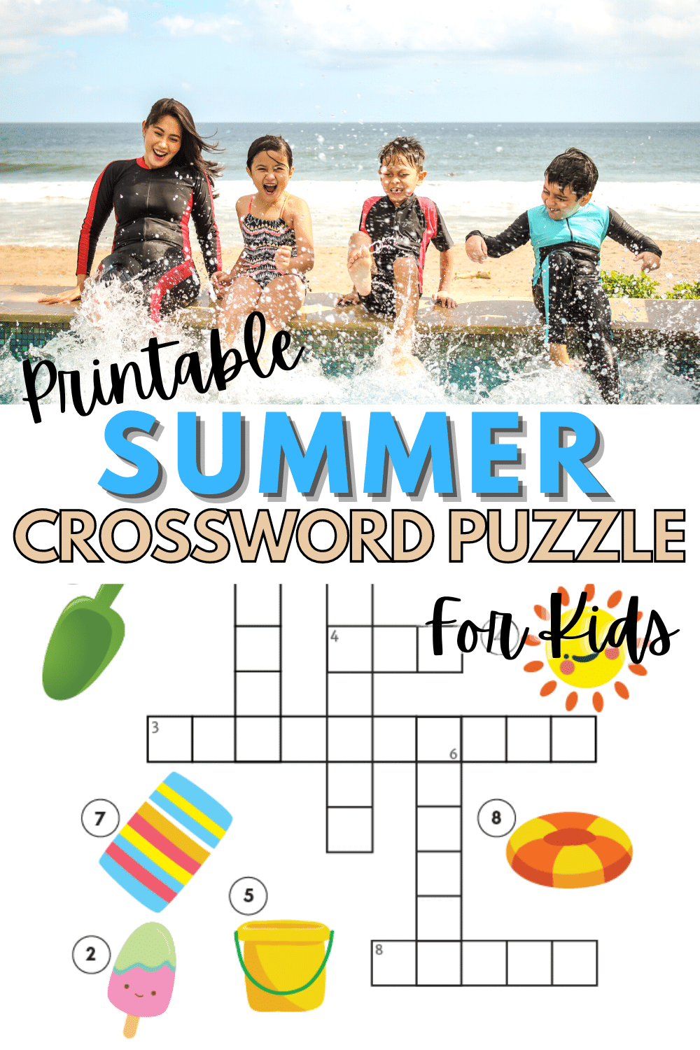 Printable Summer Crossword Puzzle For Kids Printable Summer Crossword Puzzle For Kids