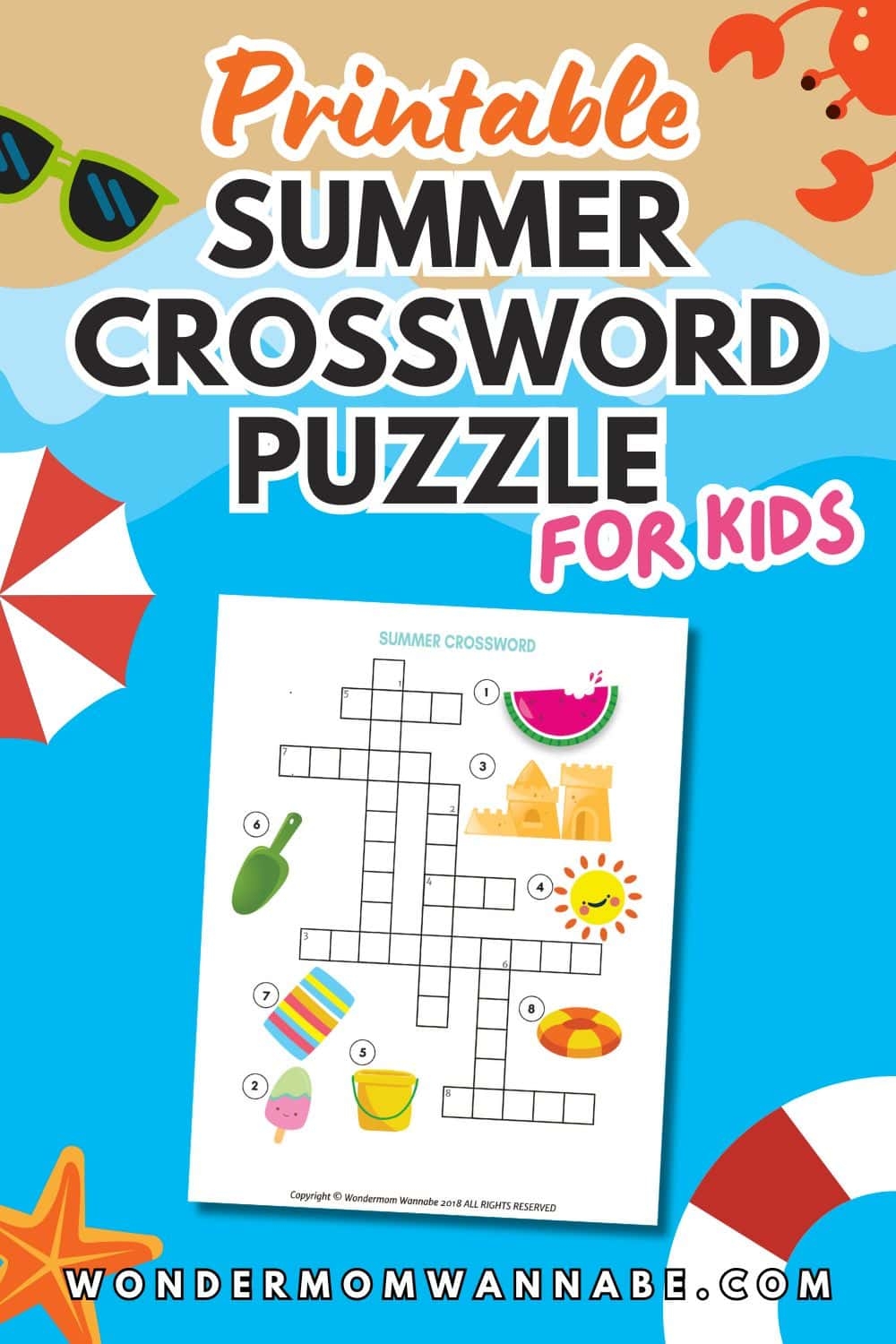 Printable Summer Crossword Puzzle For Kids Printable Summer Crossword Puzzle For Kids