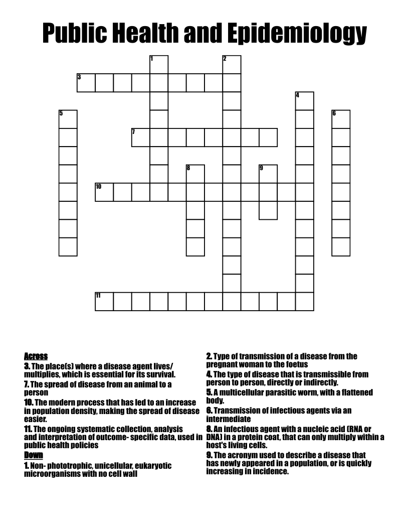 Public Health And Epidemiology Crossword WordMint