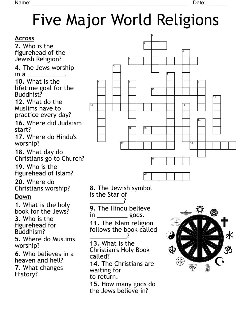 RELIGIOUS EDUCATION Crossword WordMint