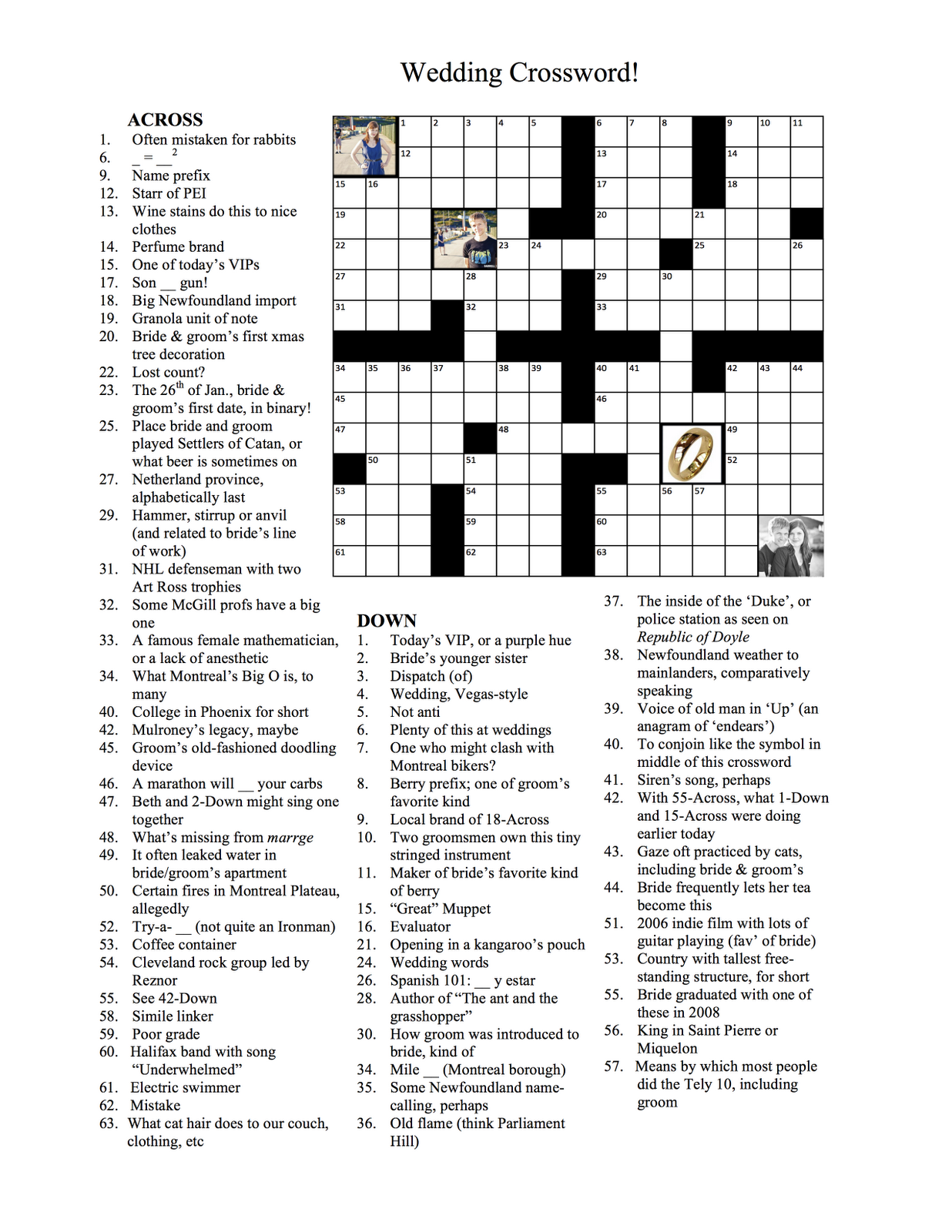 Running Commentary Wedding Crossword