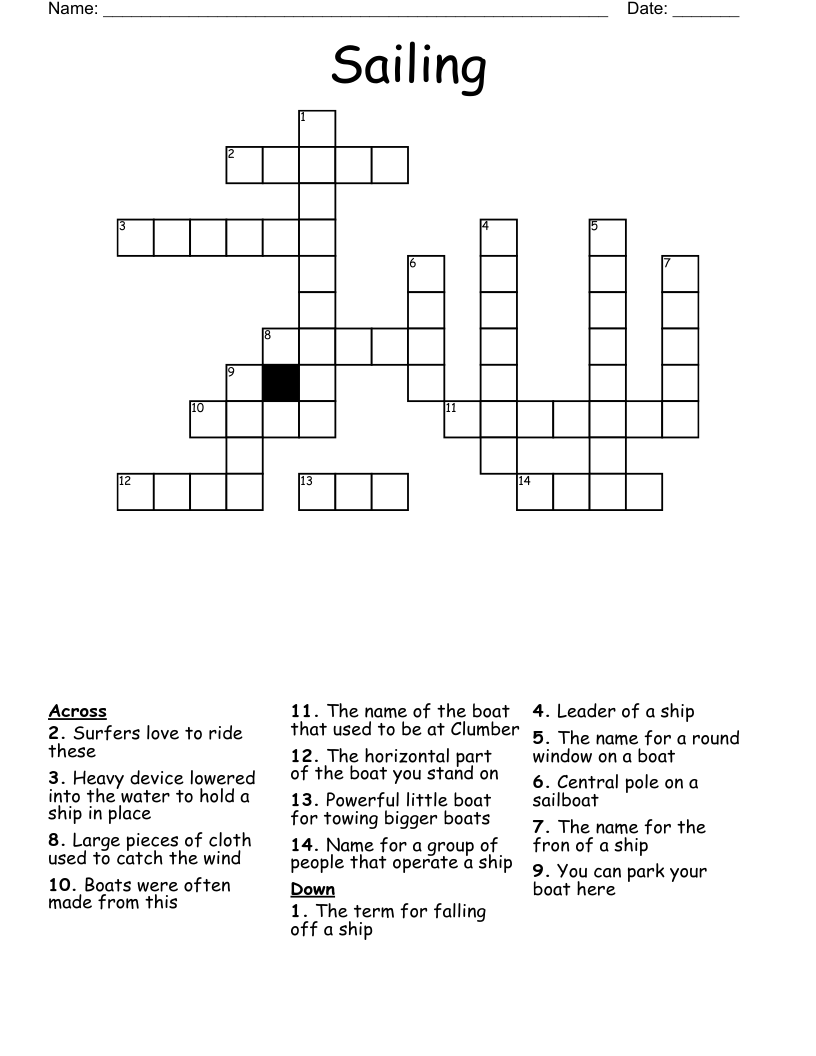 Sailing Crossword WordMint Sailing Crossword WordMint