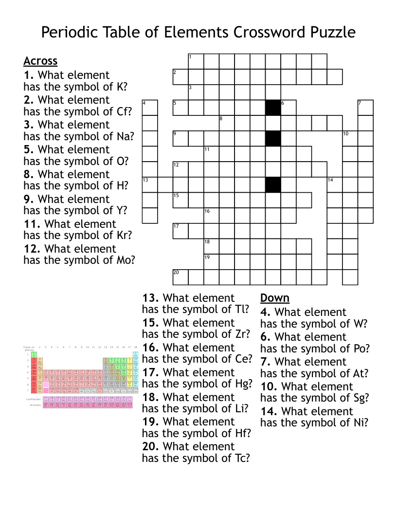 Free Printable Science Crosswords Free Printable Science Crosswords
