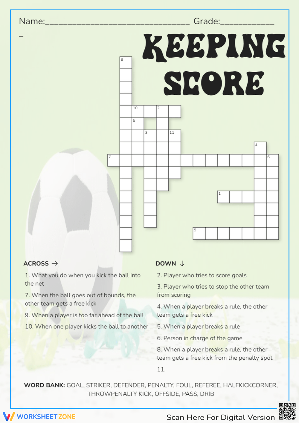 Soccer Crossword Puzzle Worksheets Printable Soccer Crossword Puzzle Worksheets Printable
