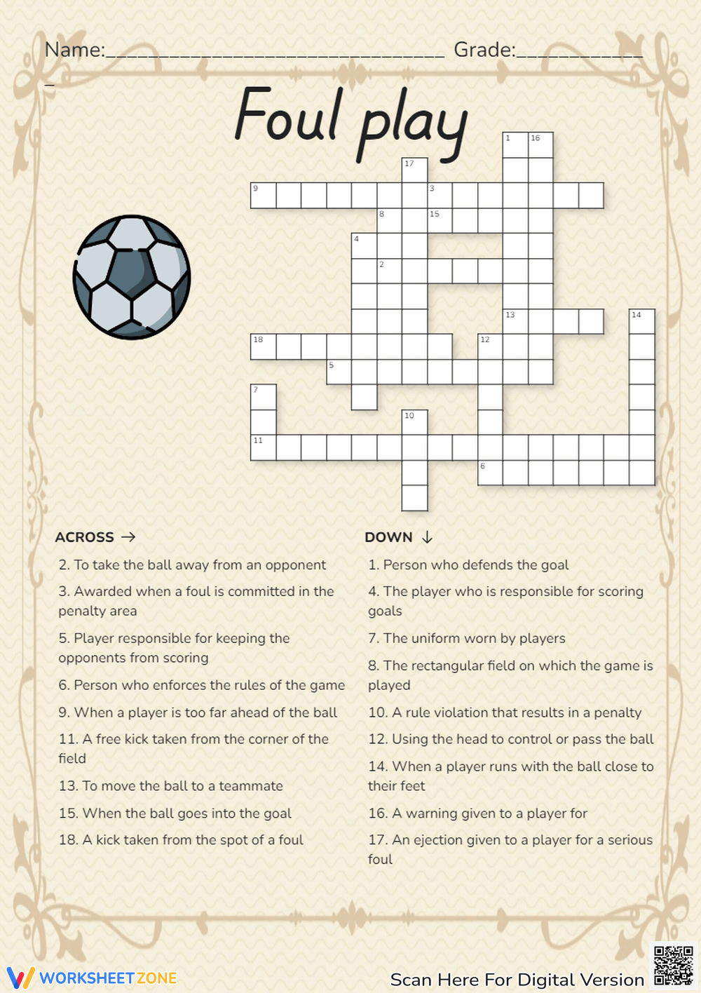 Free Printable Soccer Crossword Free Printable Soccer Crossword