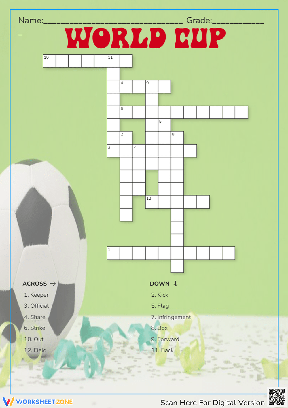 Soccer Crossword Puzzle Worksheets Printable Soccer Crossword Puzzle Worksheets Printable