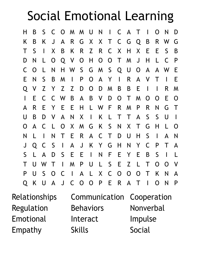 Social Emotional Learning Word Search WordMint Social Emotional Learning Word Search WordMint