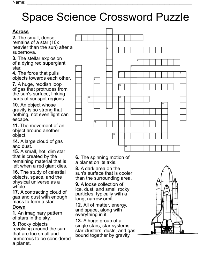 Space Science Crossword Puzzle WordMint Space Science Crossword Puzzle WordMint