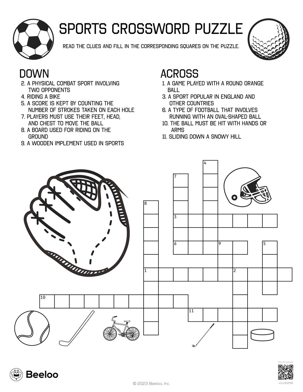 Sports Crossword Puzzle Beeloo Printable Crafts And Activities For Kids Sports Crossword Puzzle Beeloo Printable Crafts And Activities For Kids