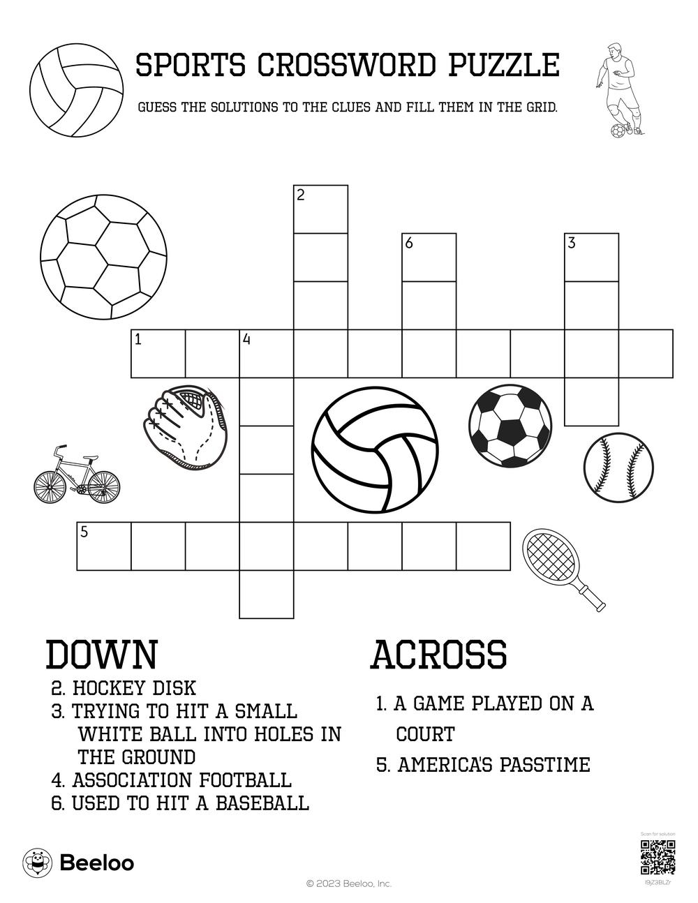 Sports Crossword Puzzle Beeloo Printable Crafts And Activities For Kids Sports Crossword Puzzle Beeloo Printable Crafts And Activities For Kids