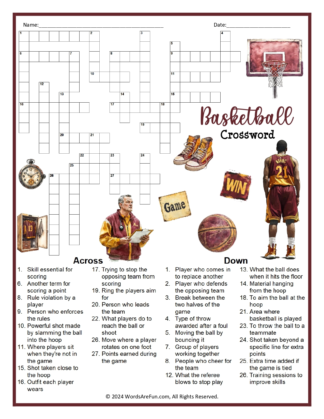 Sports Crossword Puzzles Sports Crossword Puzzles