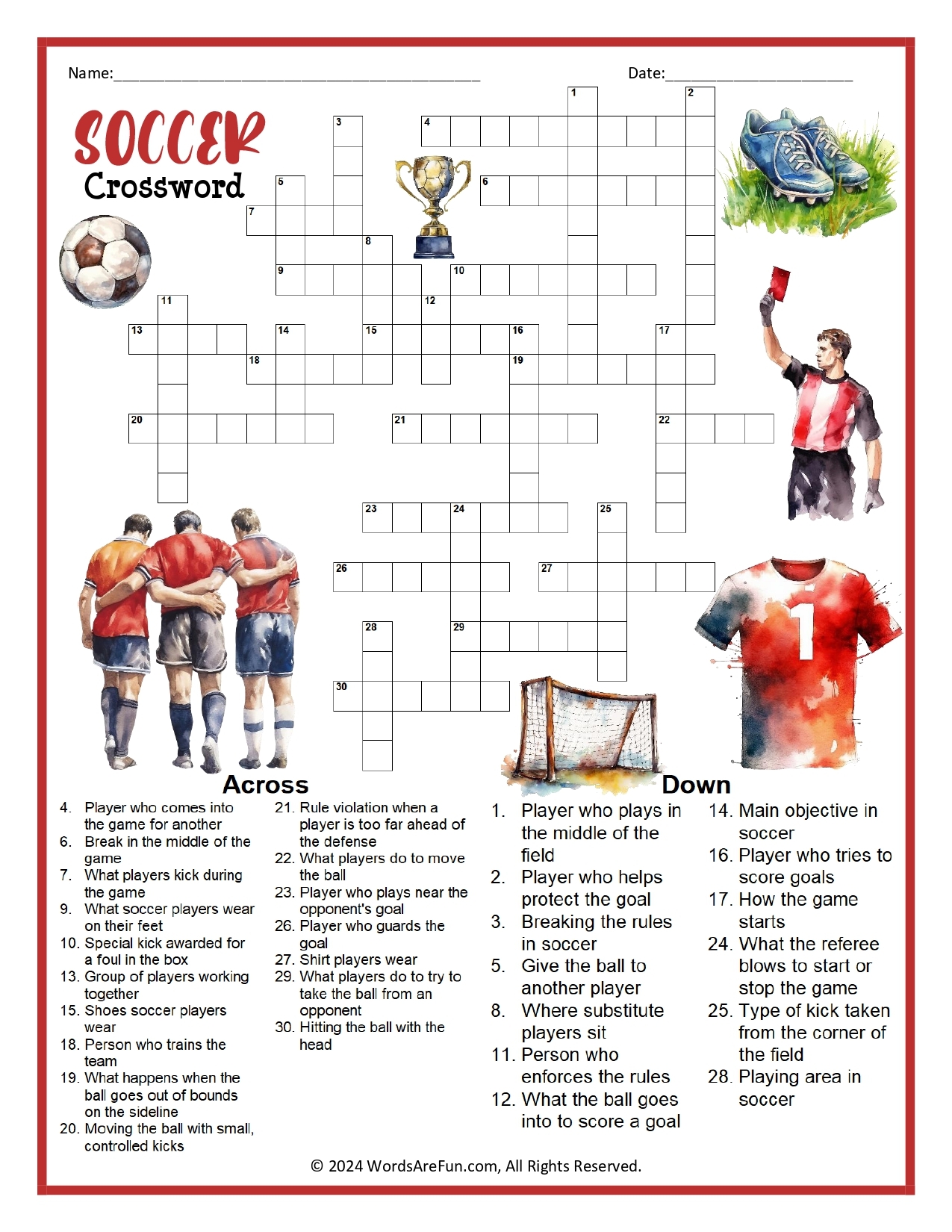 Sports Crossword Puzzles Sports Crossword Puzzles