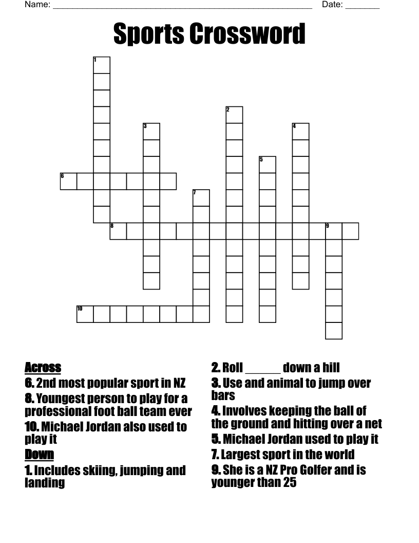 Sports Crossword WordMint Sports Crossword WordMint