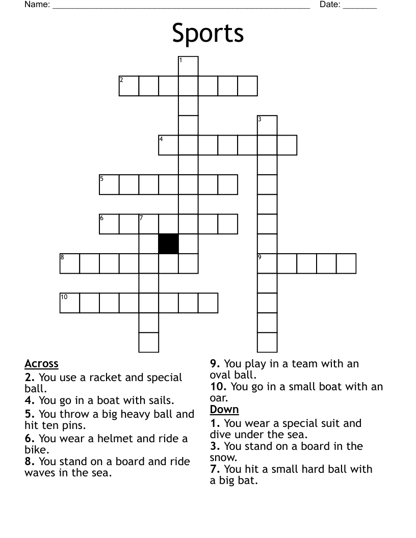 Sports Crossword WordMint Sports Crossword WordMint
