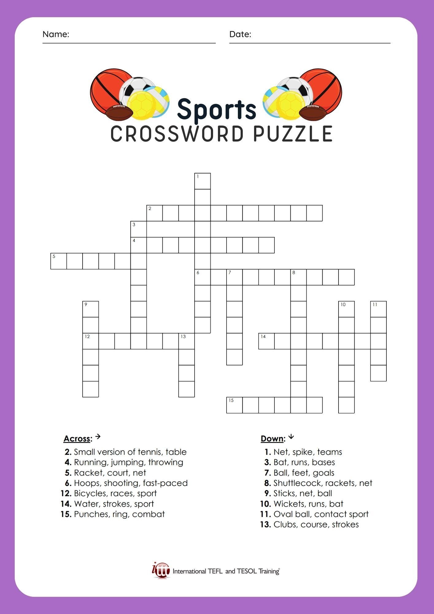 Sports EFL Crossword ITTT Sports EFL Crossword ITTT