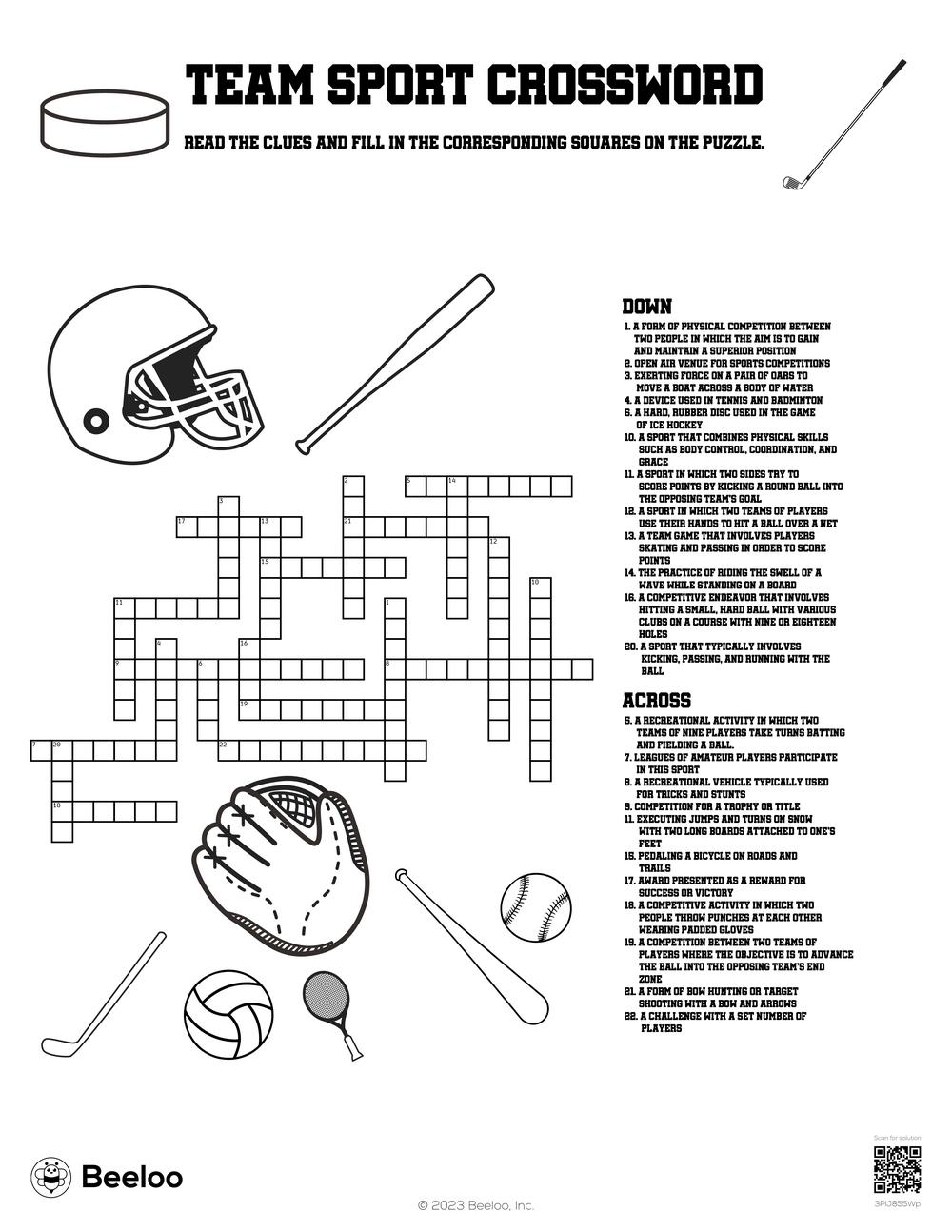 Printable Crosswords for Middle School Sports Relat4ed Printable Crosswords for Middle School Sports Relat4ed