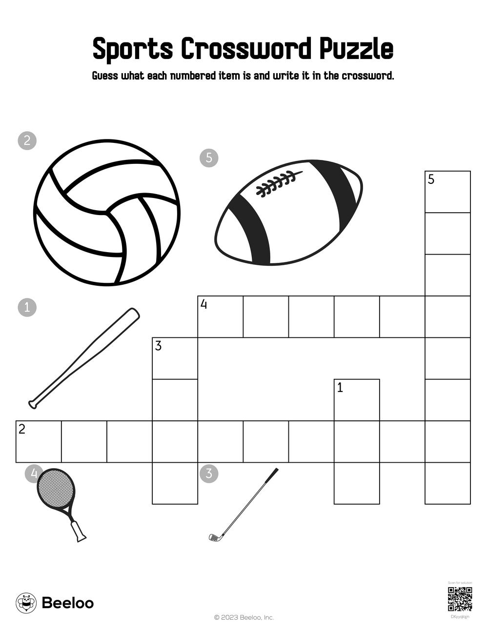 Sports themed Crossword Puzzles Beeloo Printable Crafts And Activities For Kids