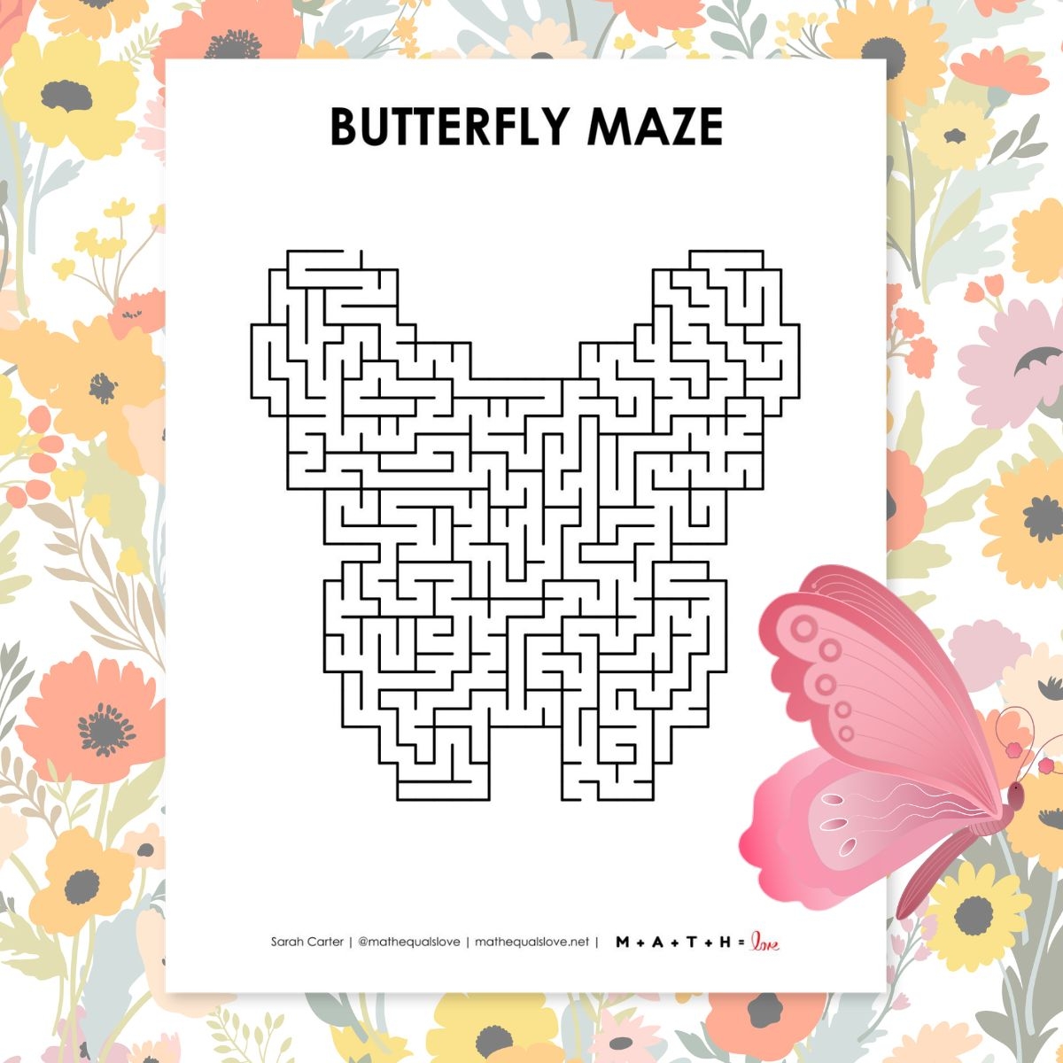 Spring Butterfly Maze Printable Math Love