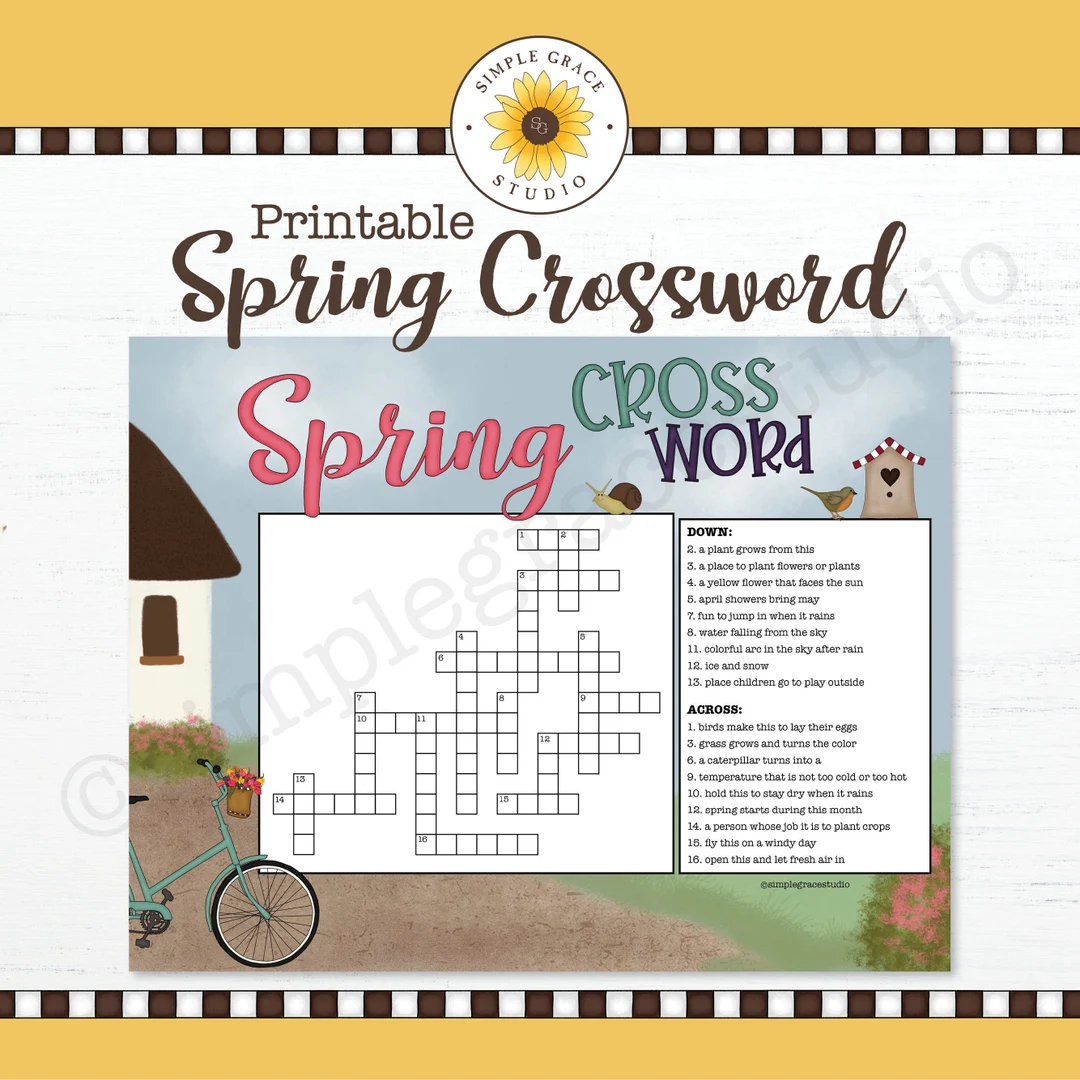 Spring Crossword Puzzle Crossword Spring Puzzle Printable Simple Grace Studio Etsy Spring Crossword Puzzle Crossword Spring Puzzle Printable Simple Grace Studio Etsy