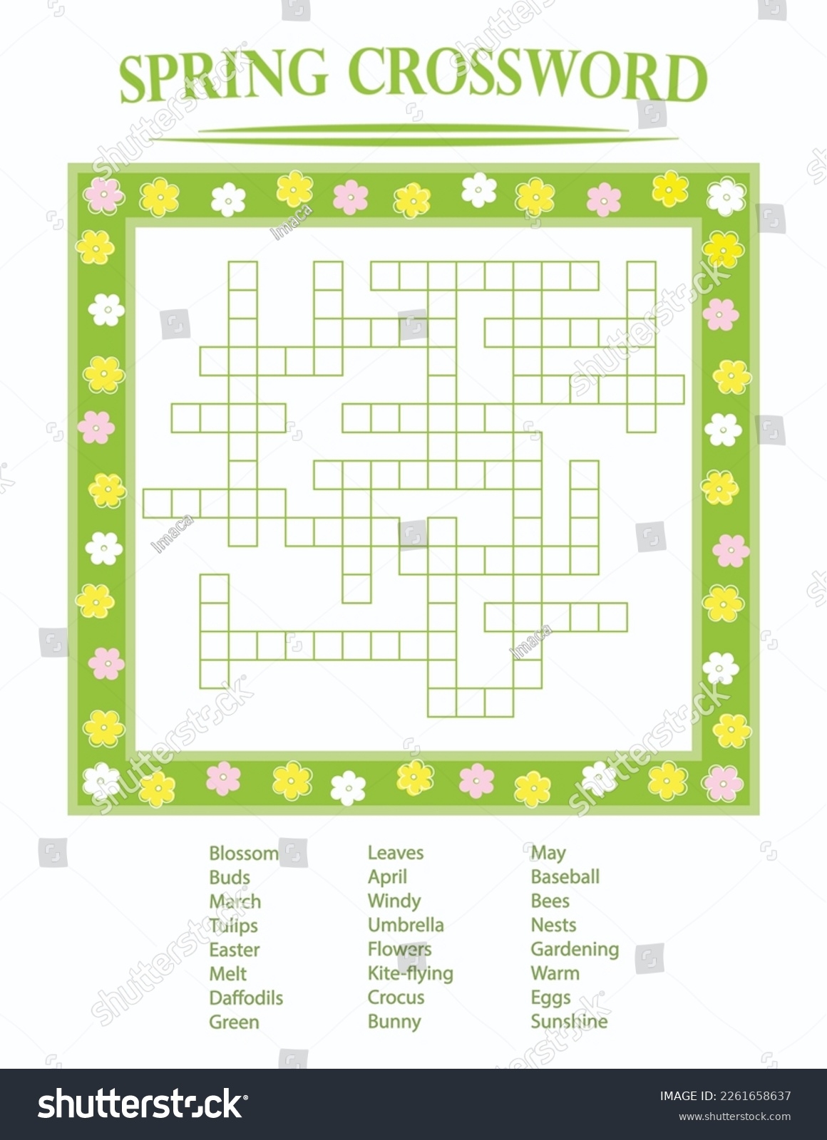Printable Games Crossword Spring